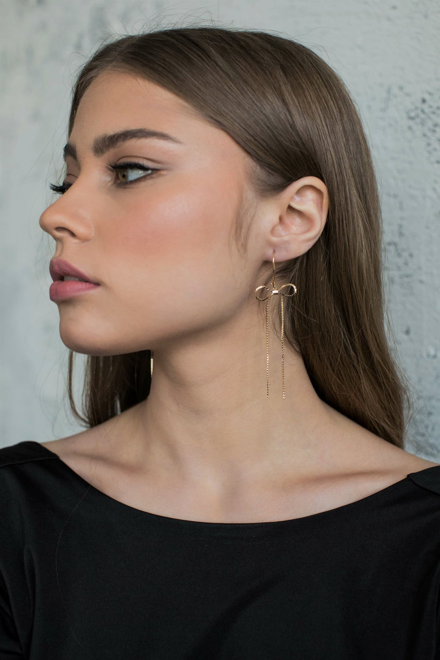 עגילי פפיון זהב סקרלט Princess K Jewelry