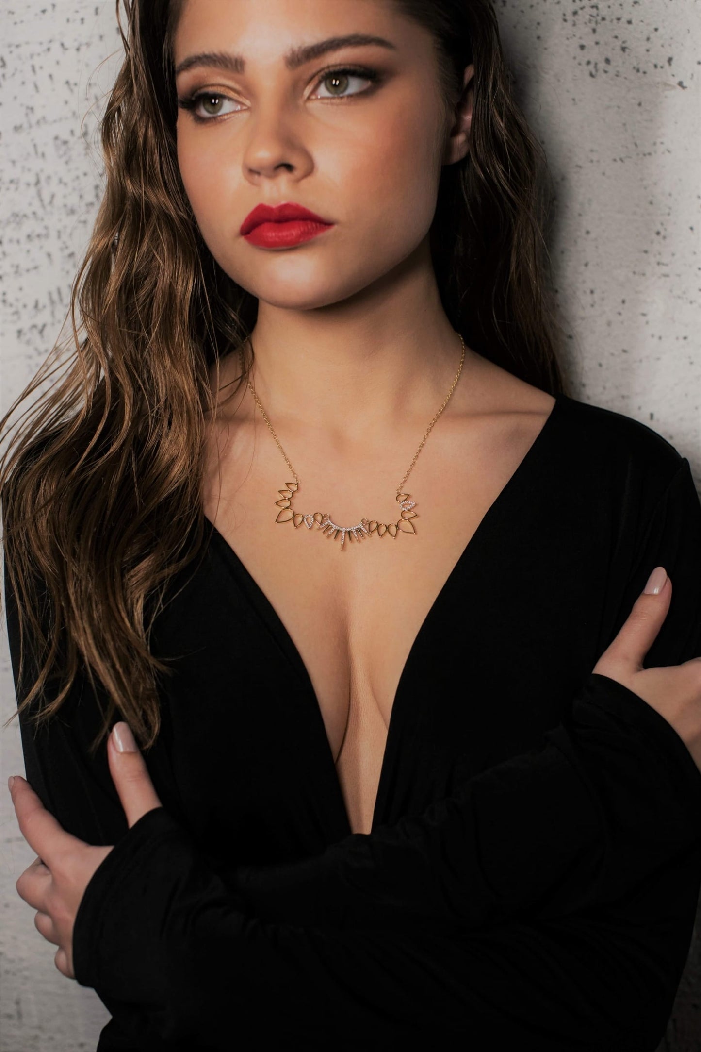שרשרת עלים אורורה זהב Princess K Jewelry