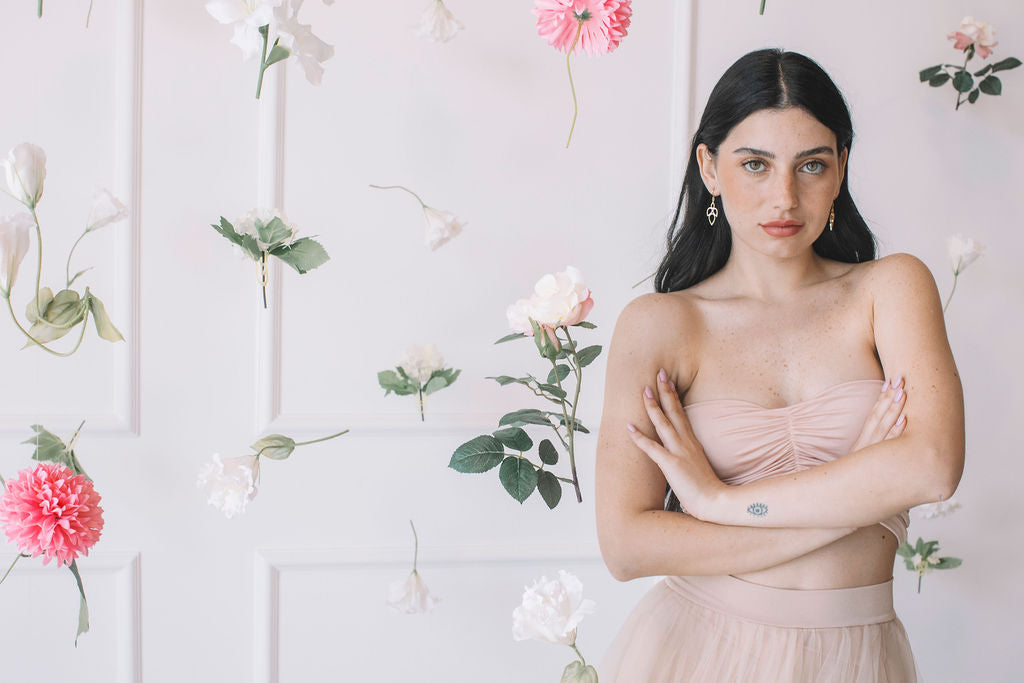 עגילי עלה זהב מישל Princess K Jewelry