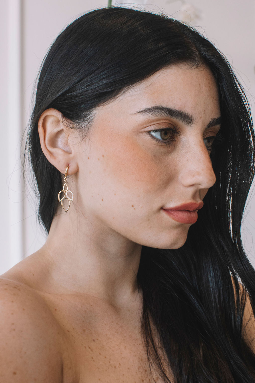 עגילי עלה זהב מישל Princess K Jewelry
