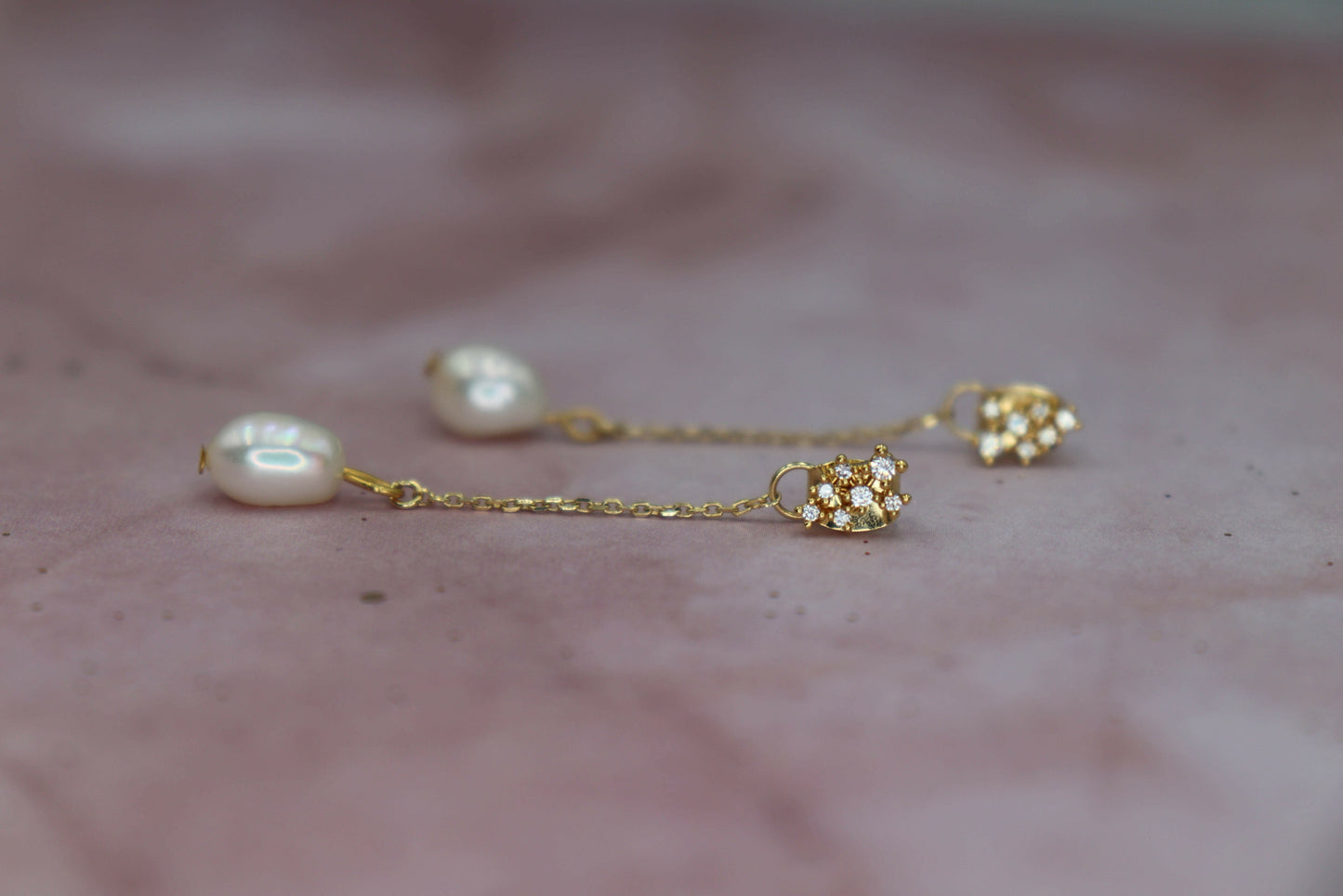 עגילי פנינה זהב אדריאנה Princess K Jewelry