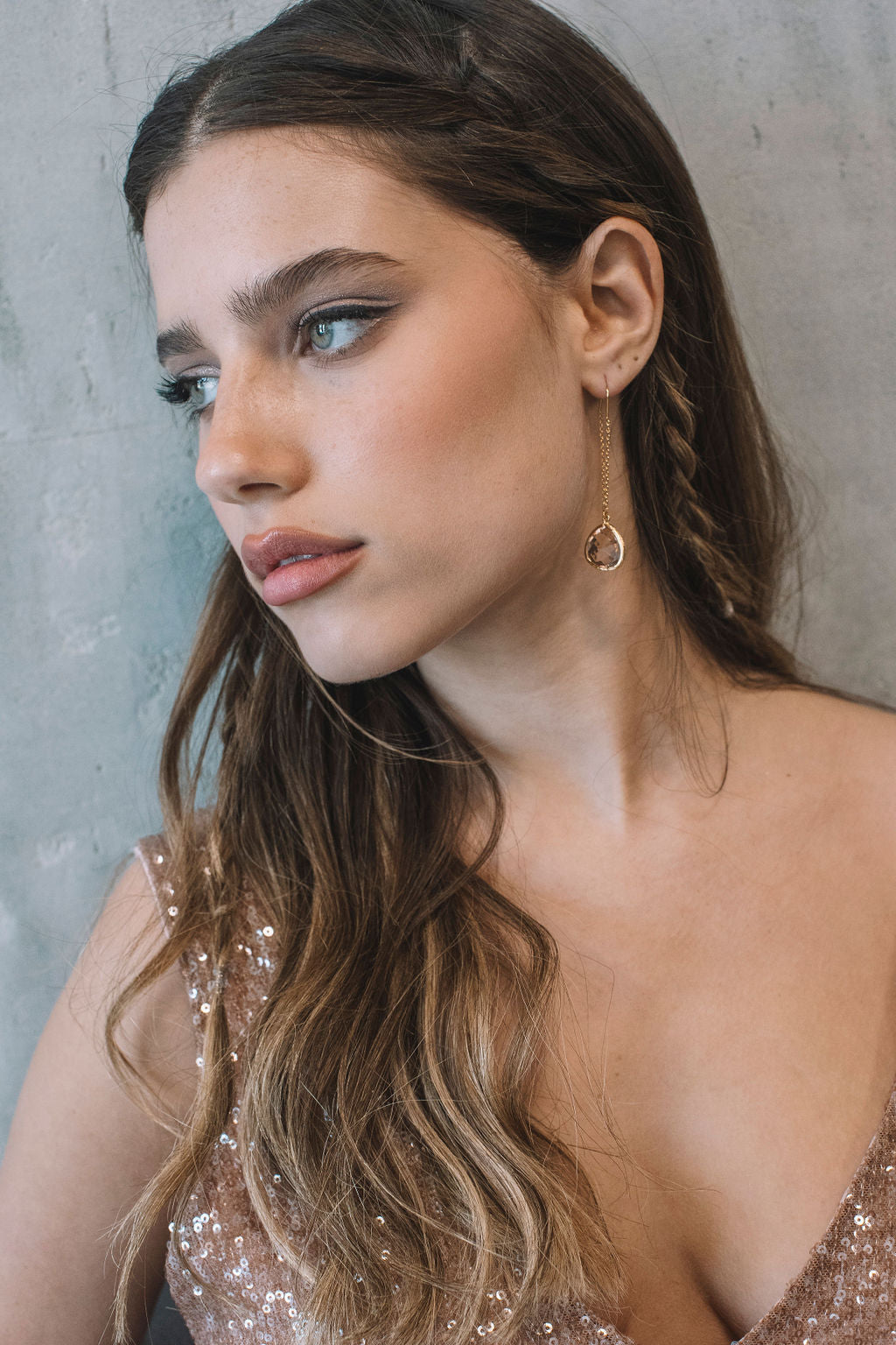 עגילי טיפה זהב בריטני Princess K Jewelry