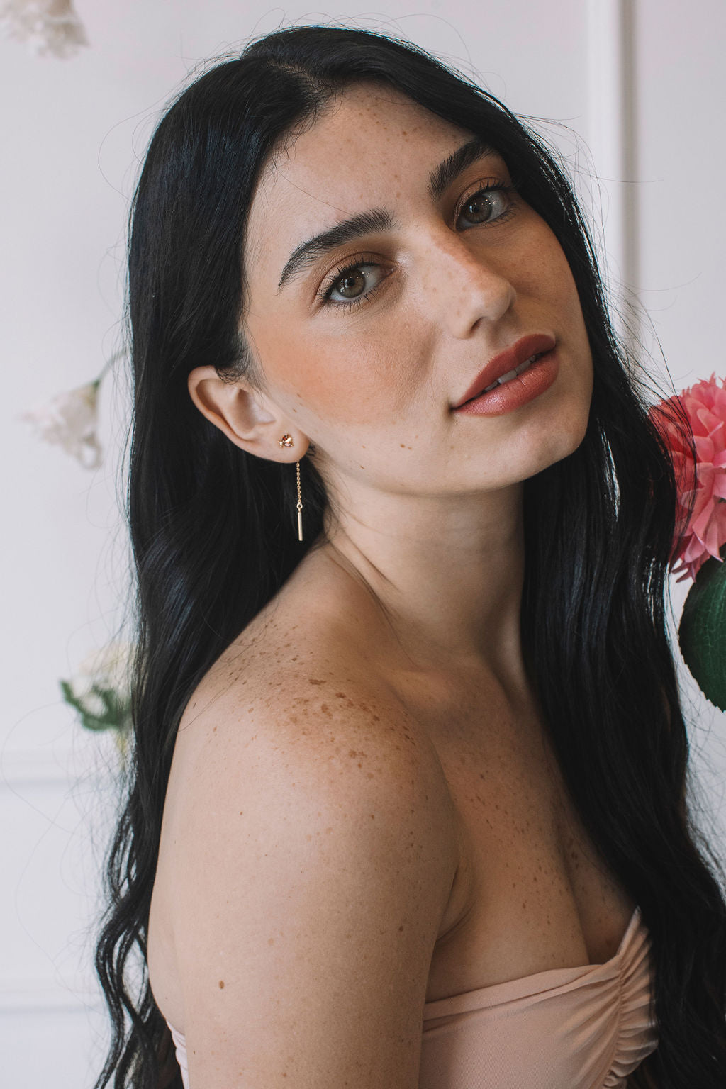 עגילי זהב דו צדדיים ליידיבאג Princess K Jewelry