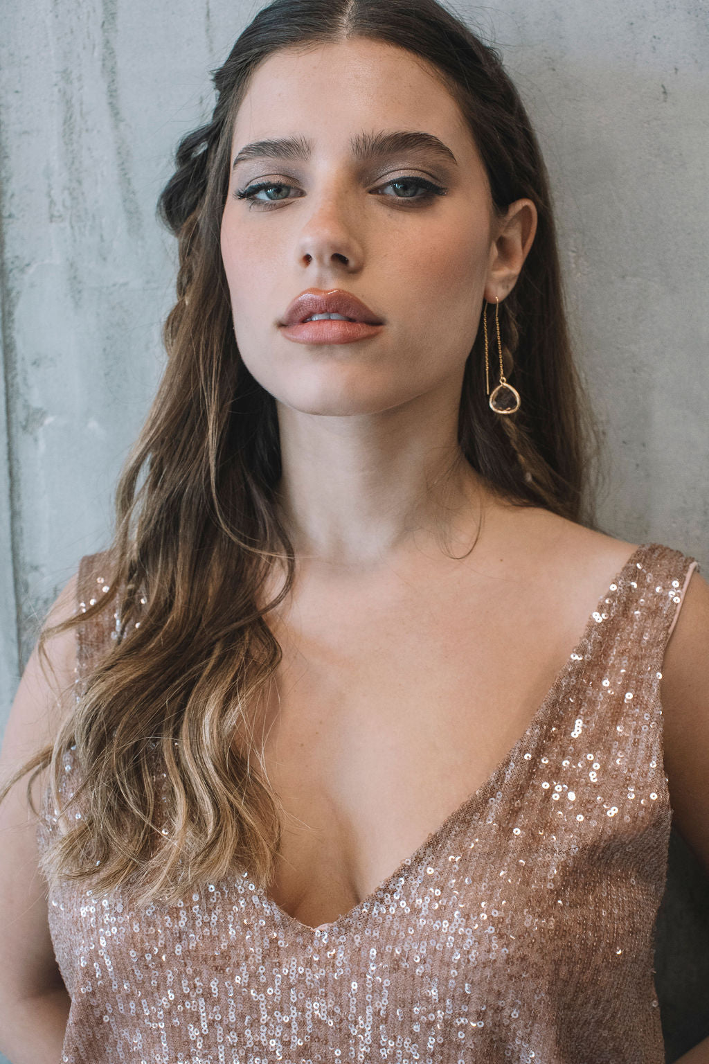 עגילי טיפה זהב בריטני Princess K Jewelry