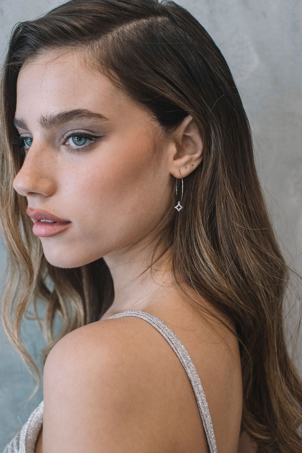עגילי חישוק כסף אייס Princess K Jewelry