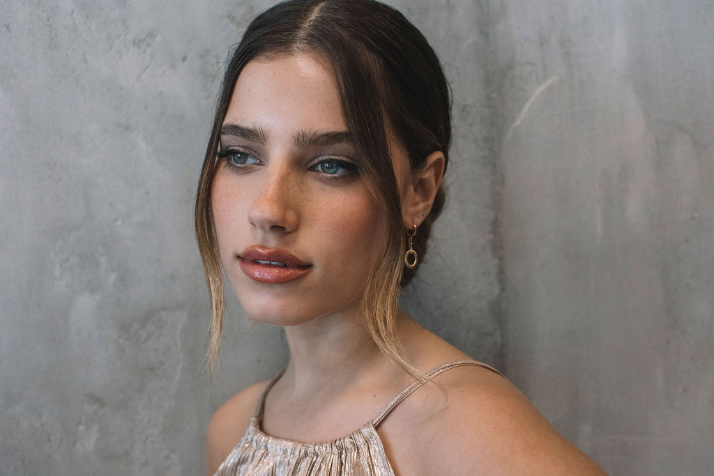 עגילי זהב עגולים אלכסיס Princess K Jewelry
