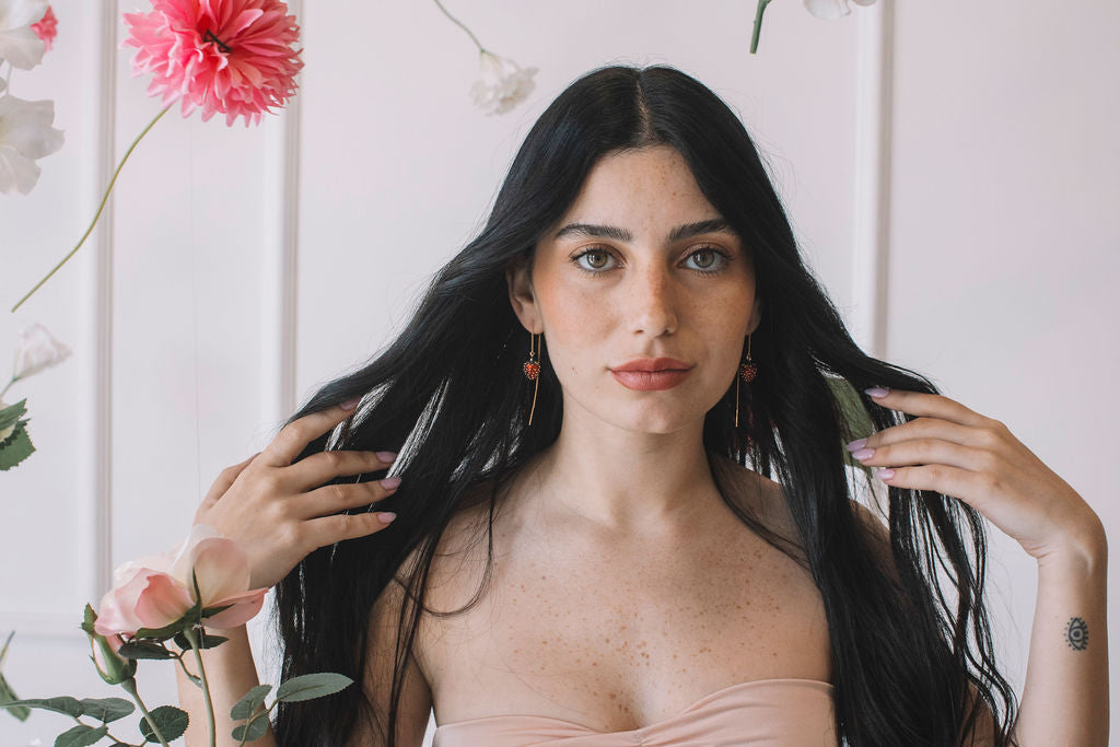 עגילי שרשרת זהב סטרוברי Princess K Jewelry