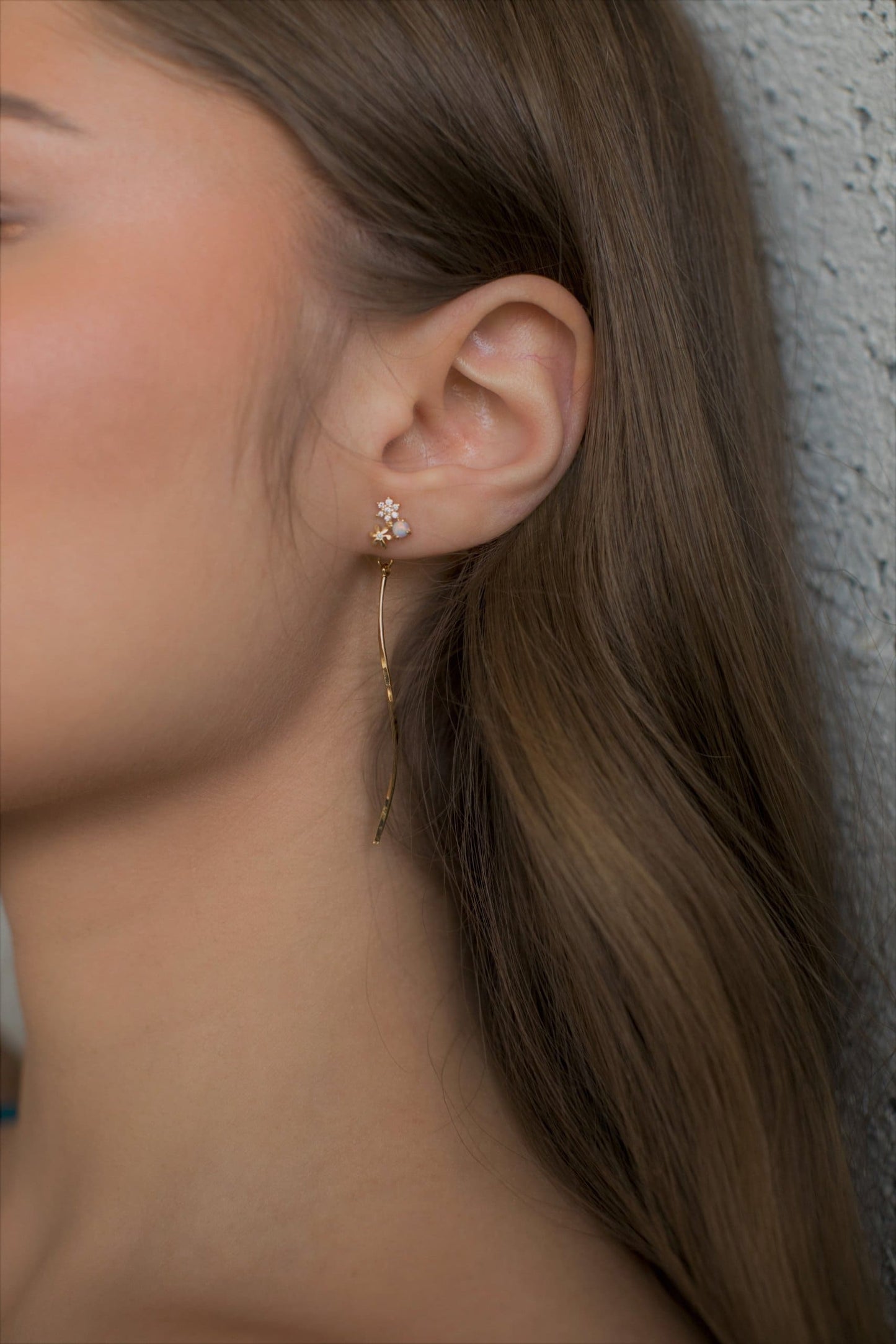 עגילי פרח זהב שריל Princess K Jewelry