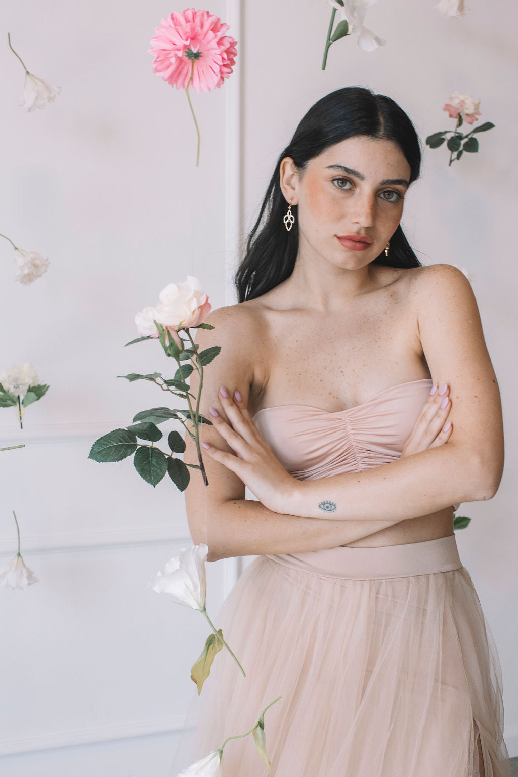 עגילי עלה זהב מישל Princess K Jewelry