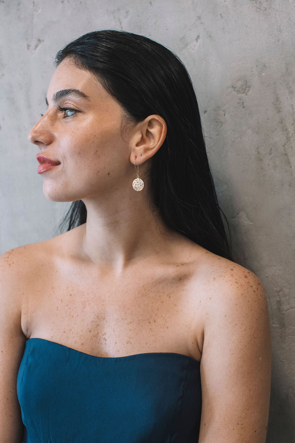עגילי זהב קונפטי Princess K Jewelry