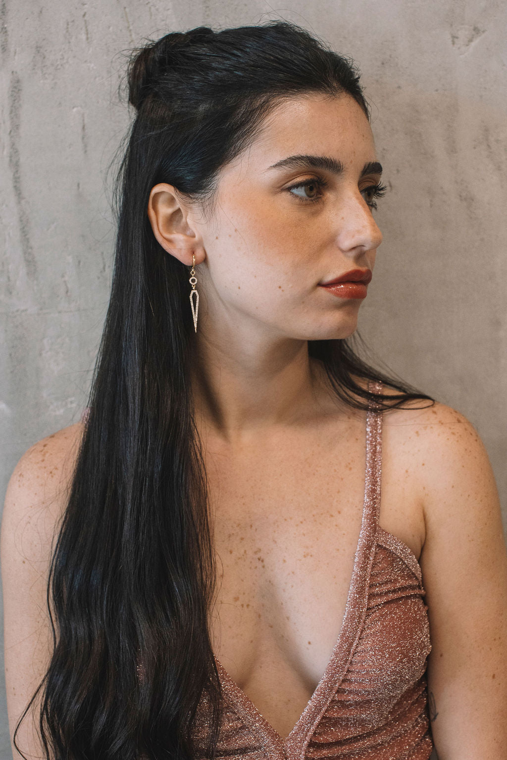 עגילי זהב פגי Princess K Jewelry