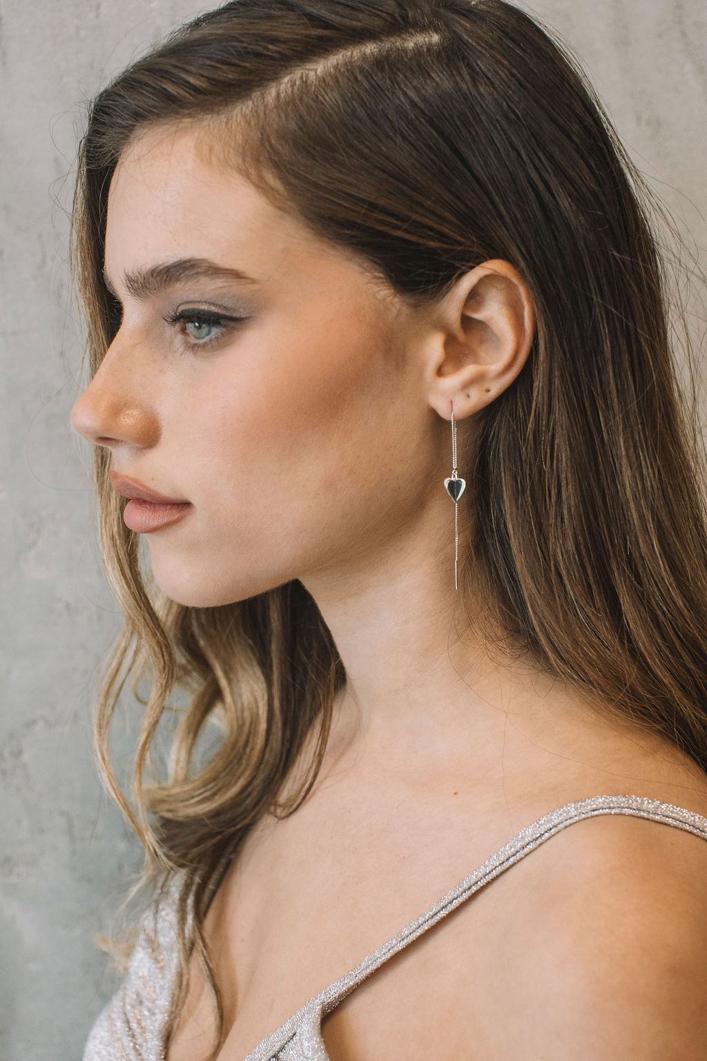 עגילי שרשרת לב אמילי Princess K Jewelry