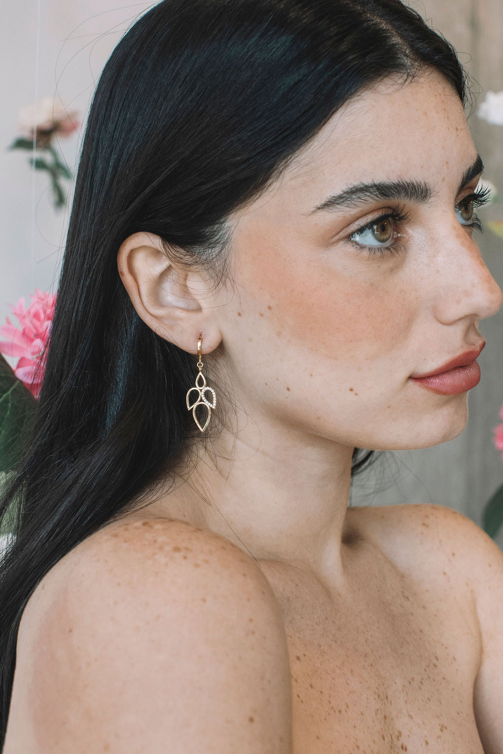 עגילי עלה זהב מישל Princess K Jewelry