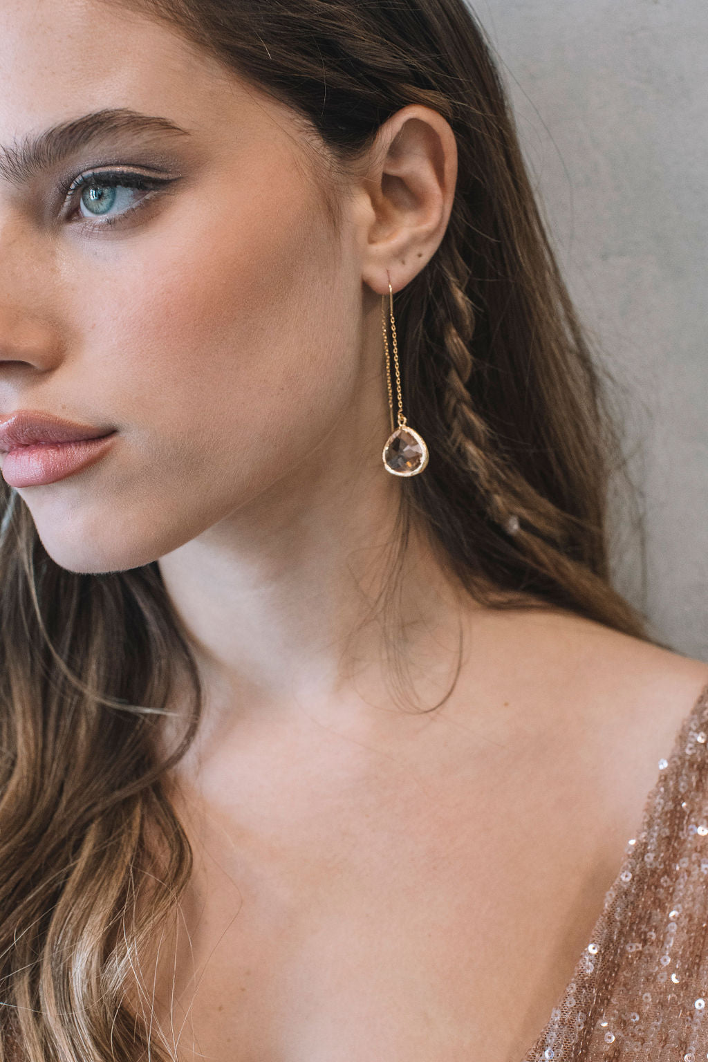עגילי טיפה זהב בריטני Princess K Jewelry