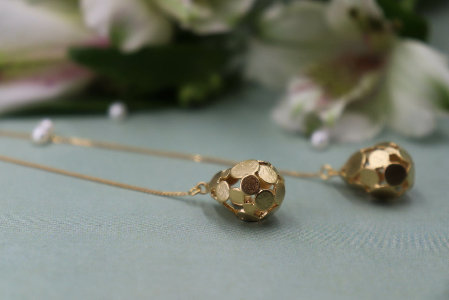 עגילי שרשרת טיפה זהב קיארה Princess K Jewelry