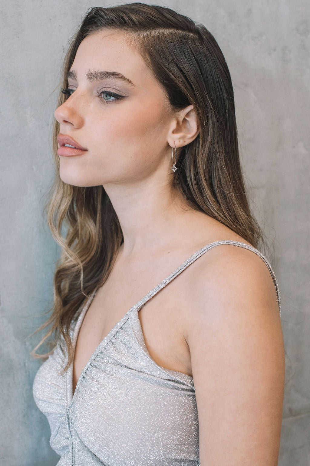 עגילי חישוק כסף אייס Princess K Jewelry