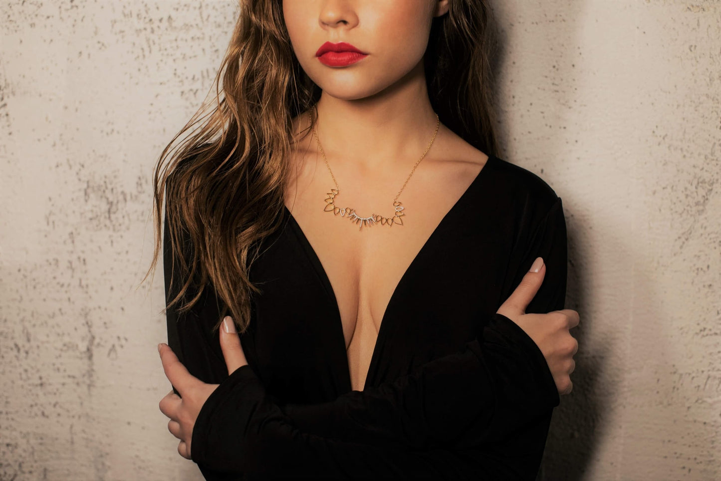 שרשרת עלים אורורה זהב Princess K Jewelry