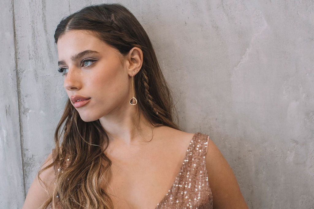 עגילי טיפה זהב בריטני Princess K Jewelry