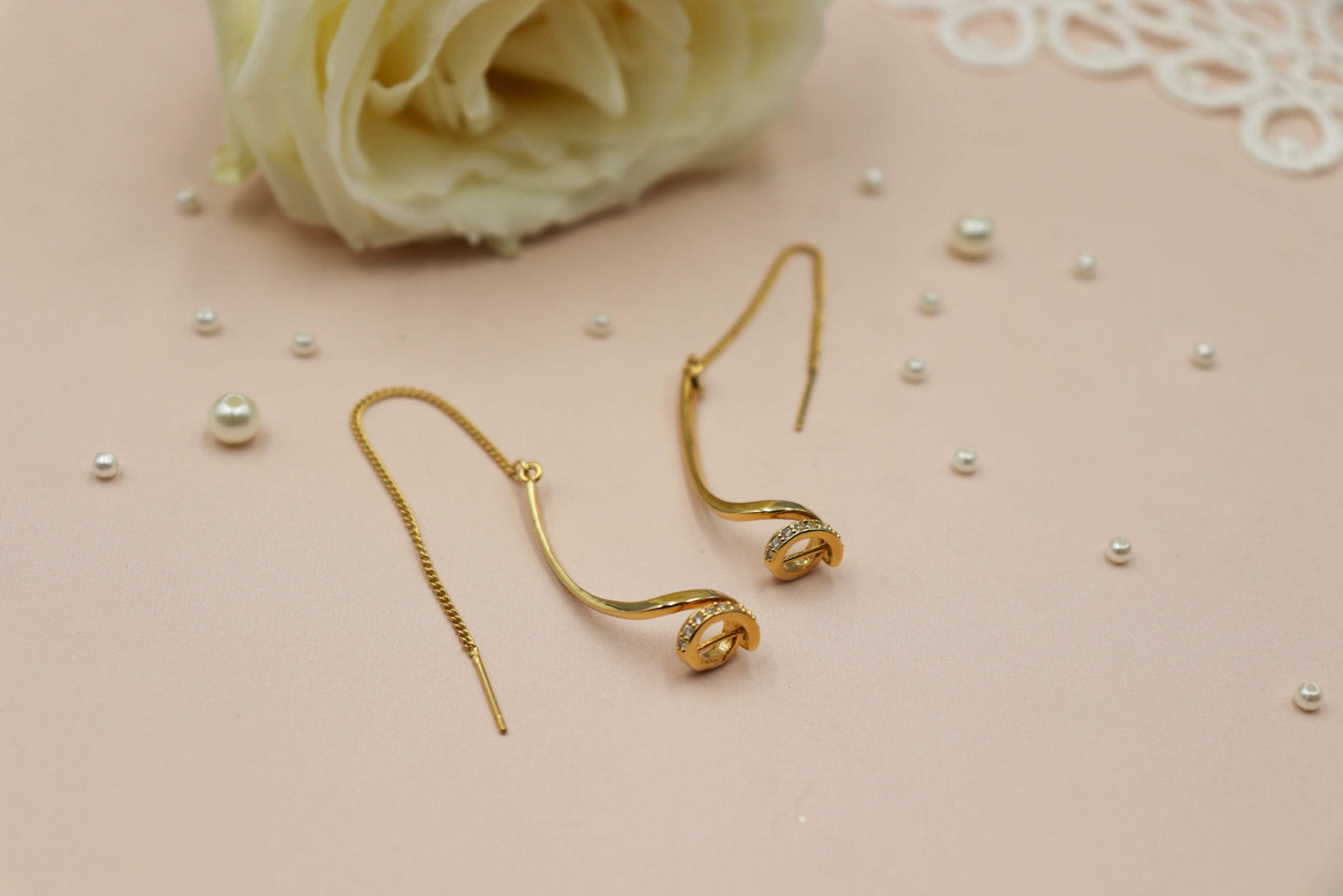 עגילי שרשרת זהב איזבל Princess K Jewelry