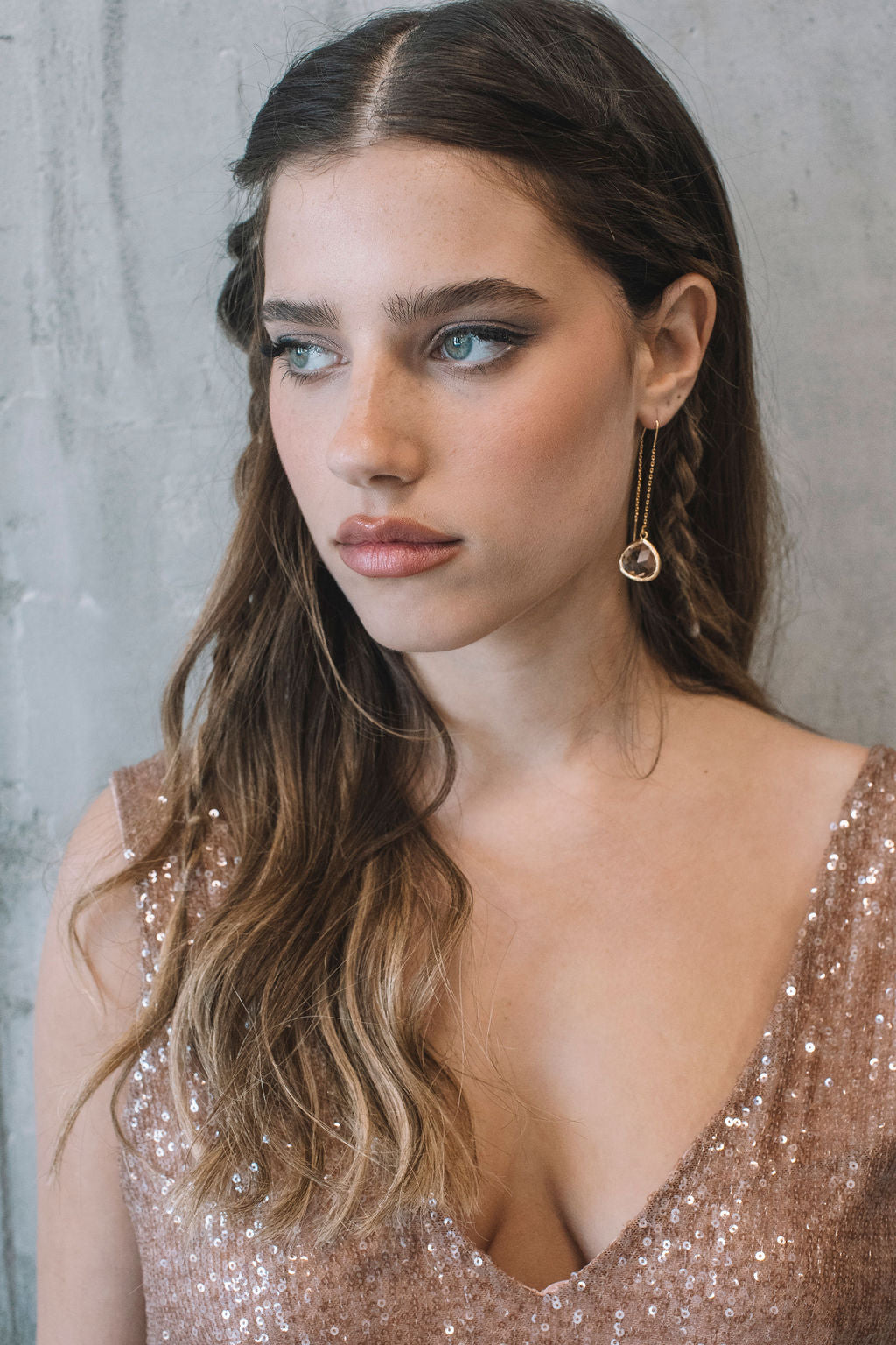 עגילי טיפה זהב בריטני Princess K Jewelry