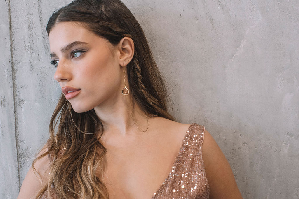עגילי טיפה זהב בריטני Princess K Jewelry