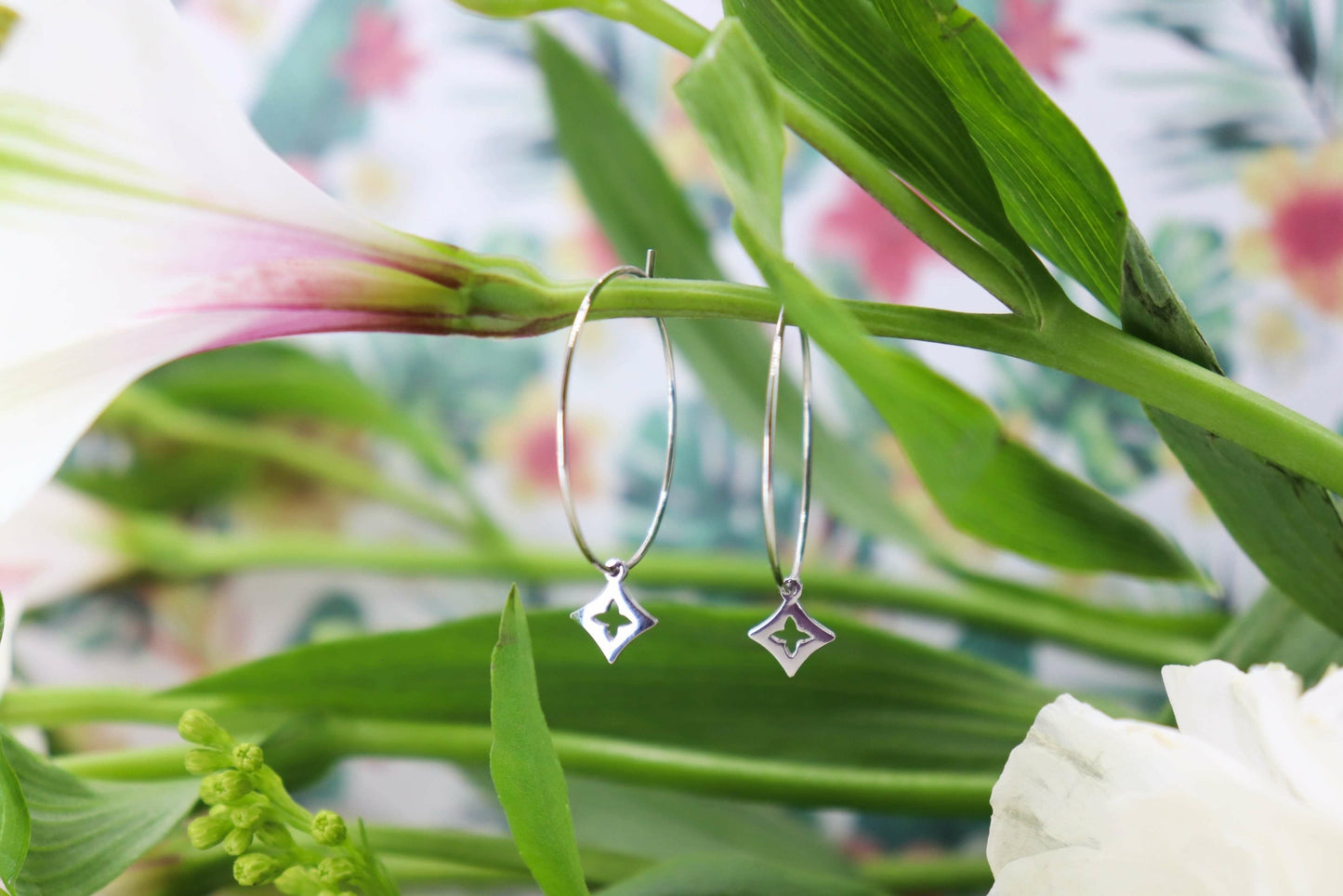 עגילי חישוק כסף אייס Princess K Jewelry