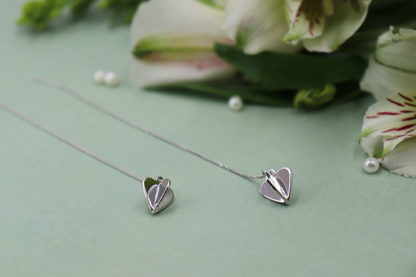 עגילי שרשרת לב אמילי Princess K Jewelry