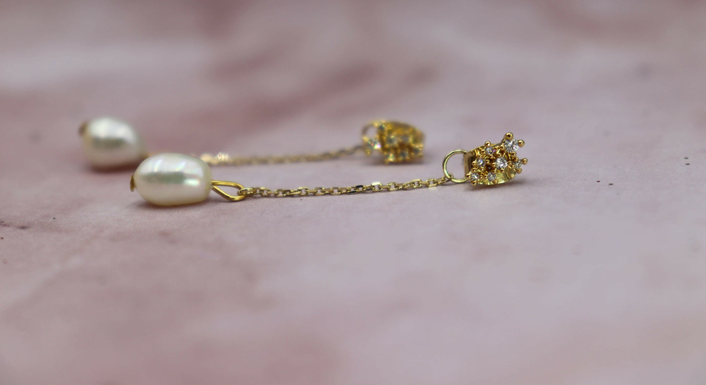 עגילי פנינה זהב אדריאנה Princess K Jewelry