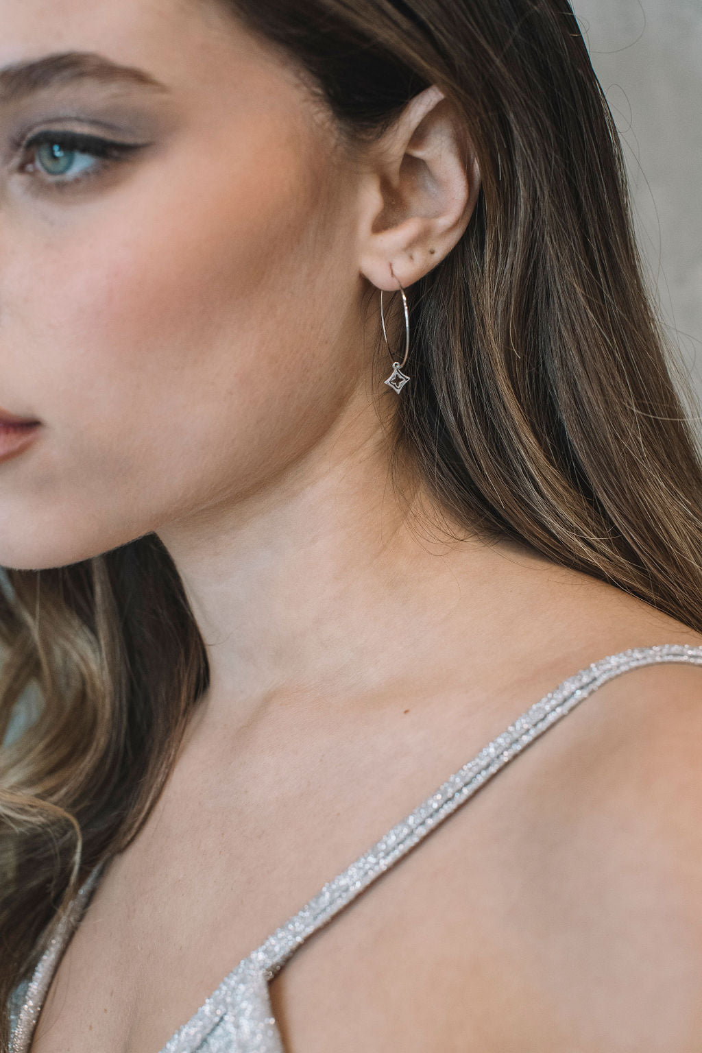 עגילי חישוק כסף אייס Princess K Jewelry
