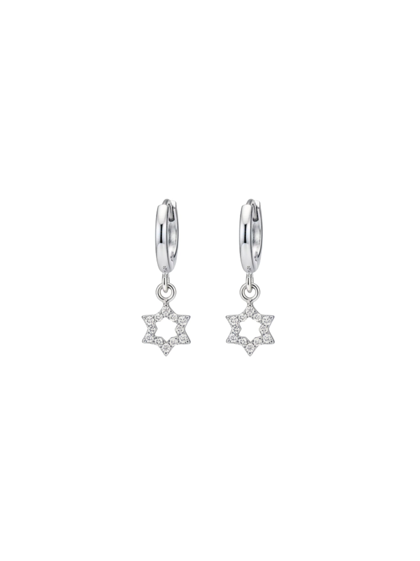 עגילי חישוק עם תליון מגן דוד כסף פטריוט