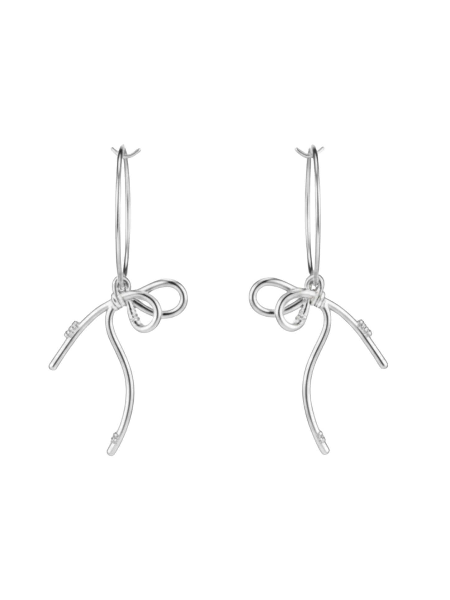 עגילי חישוק פפיון כסף בלרינה