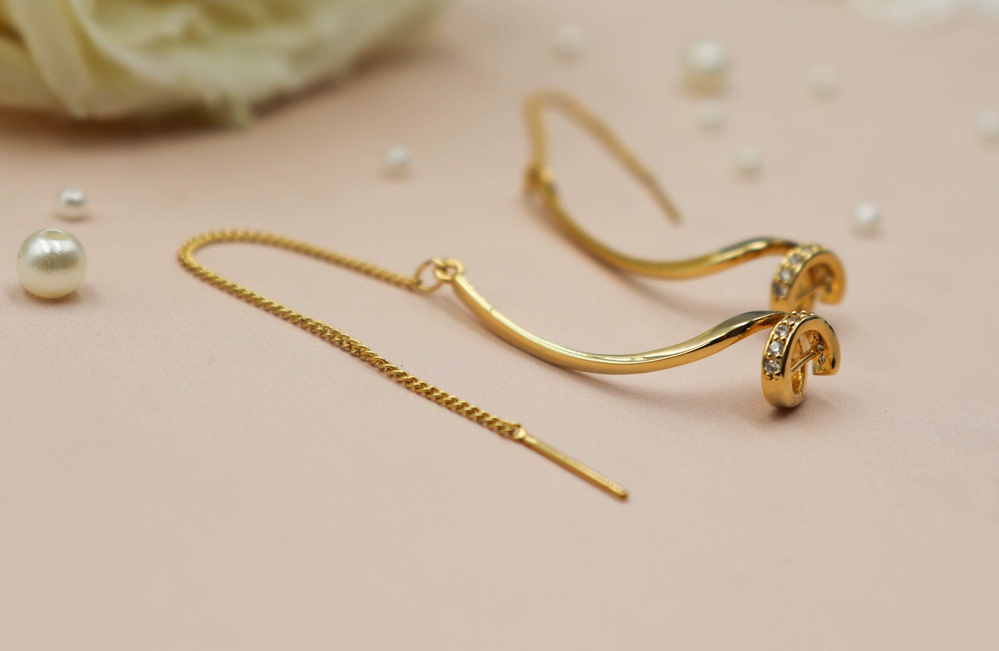 עגילי שרשרת זהב איזבל Princess K Jewelry