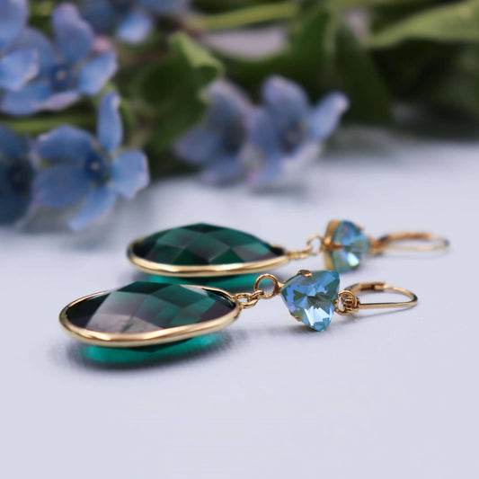 עגילי טיפה ירוקים גלוריה Princess K Jewelry
