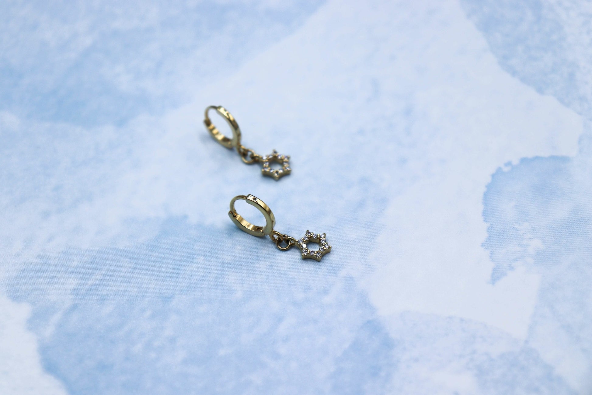 עגילי חישוק מגן דוד זהב פטריוט Princess K Jewelry
