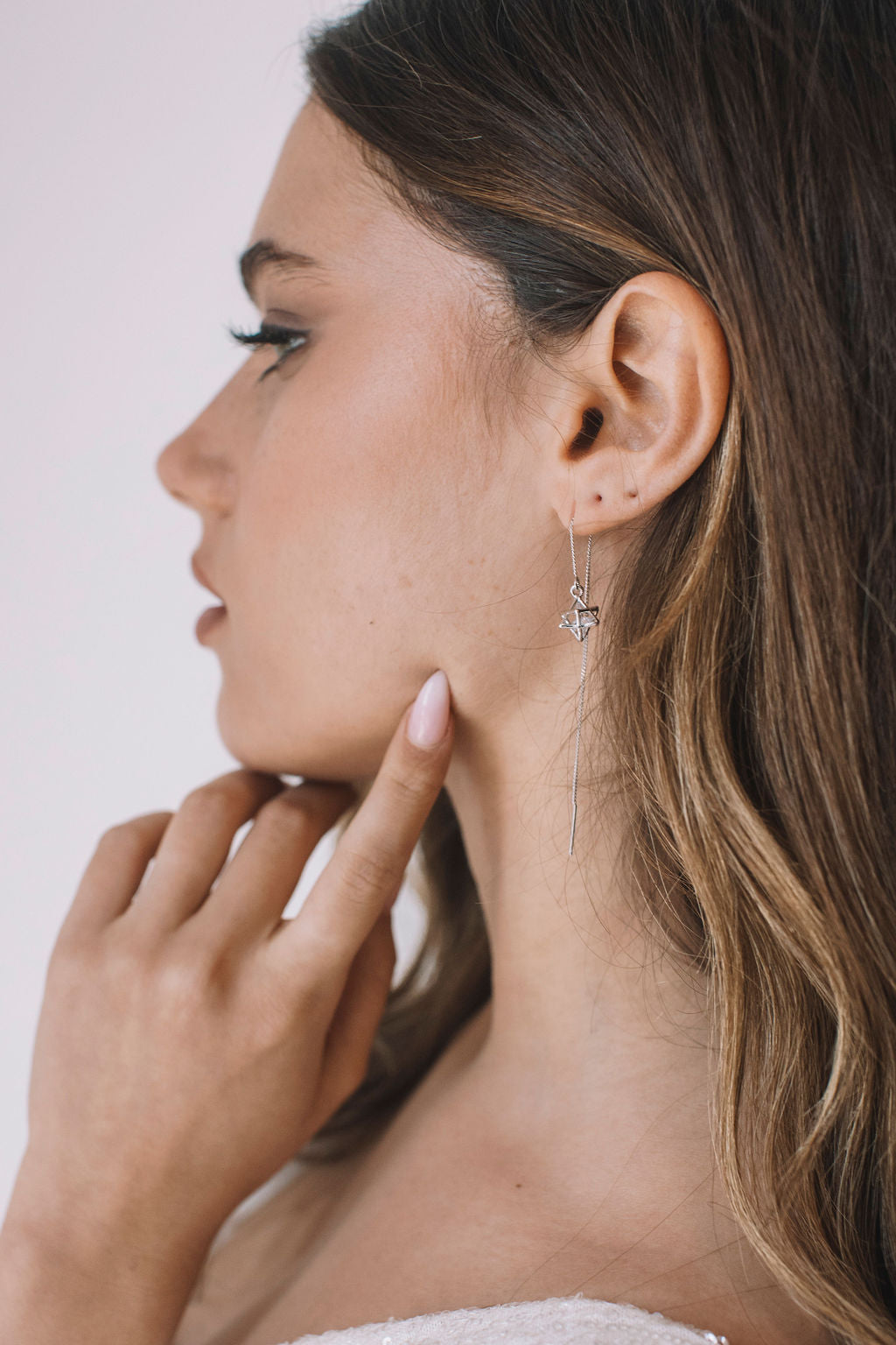 עגילי חוט כסף מגן דוד Princess K Jewelry