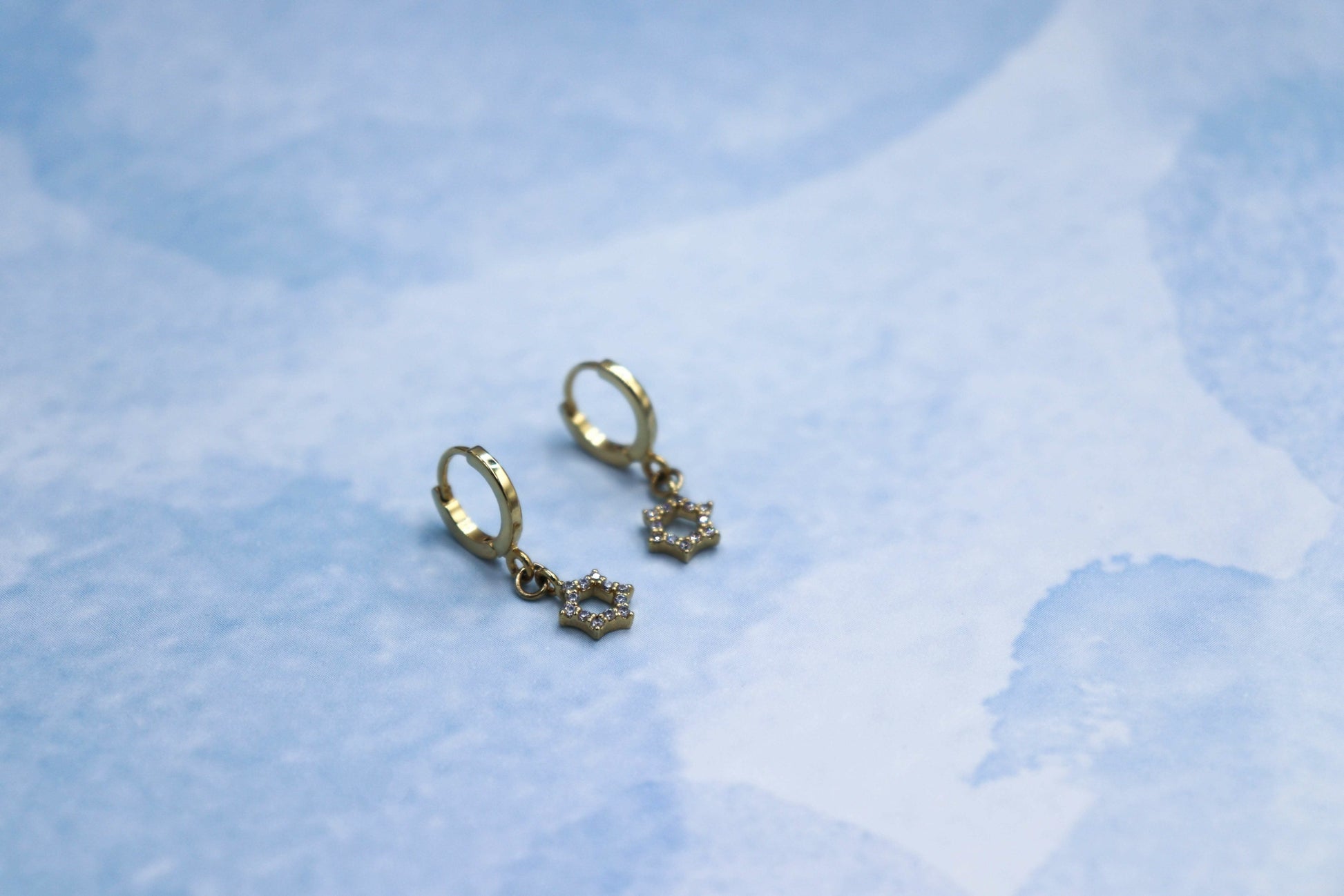 עגילי חישוק מגן דוד זהב פטריוט Princess K Jewelry