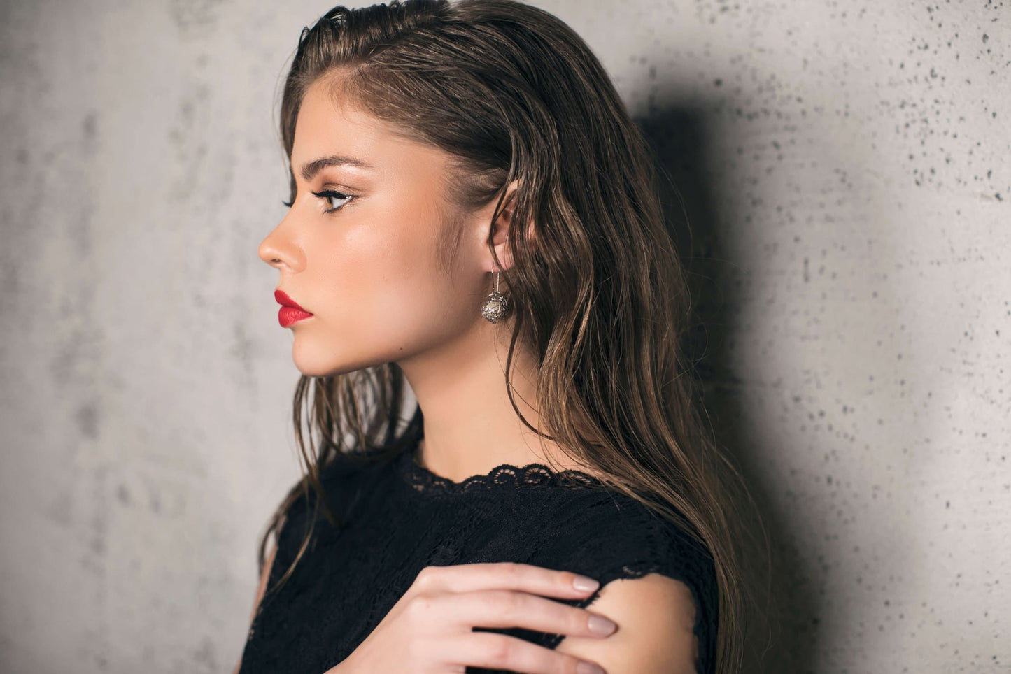 עגילי פנינה כסף בירדי Princess K Jewelry