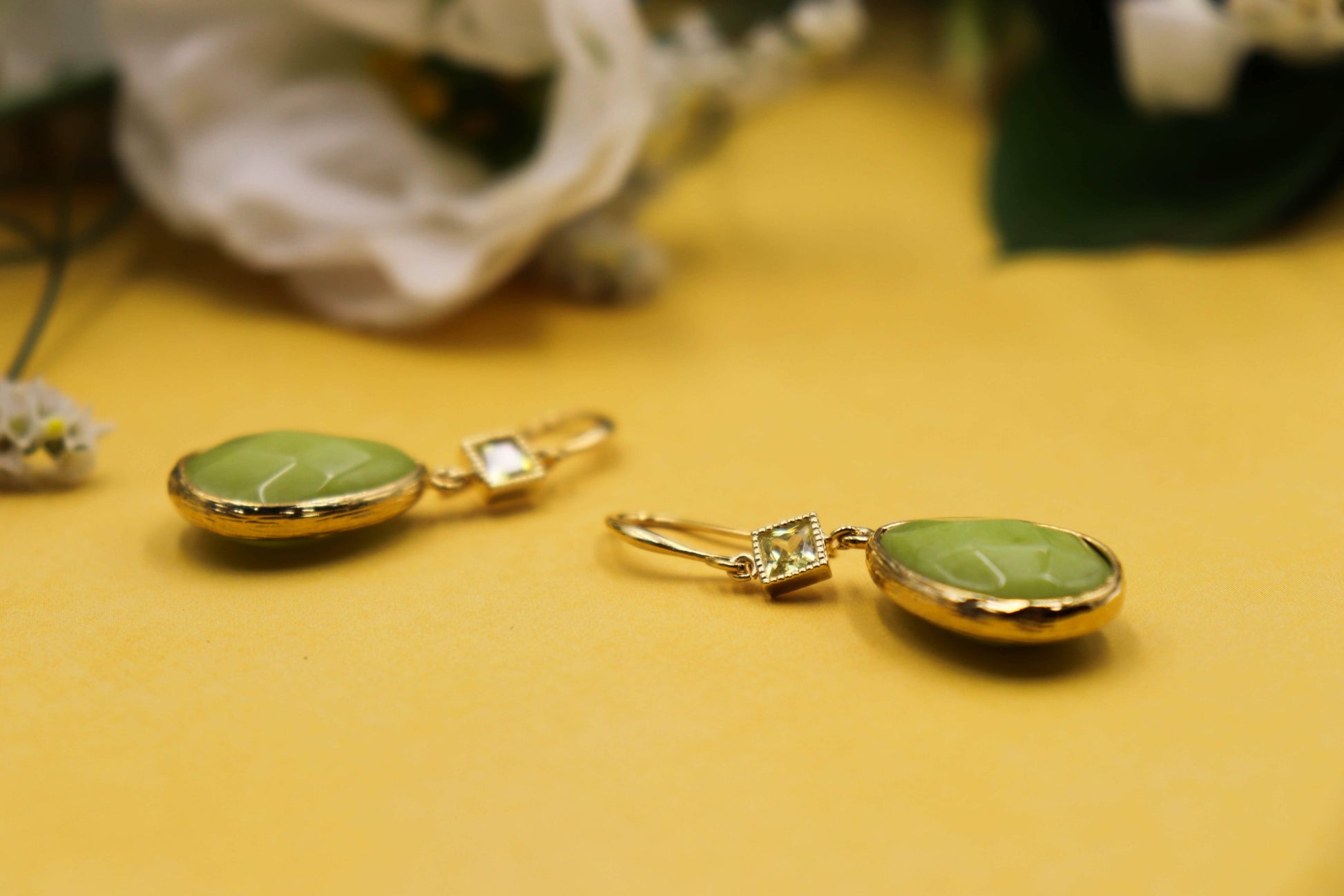 עגילי טיפה צהובים אמה Princess K Jewelry