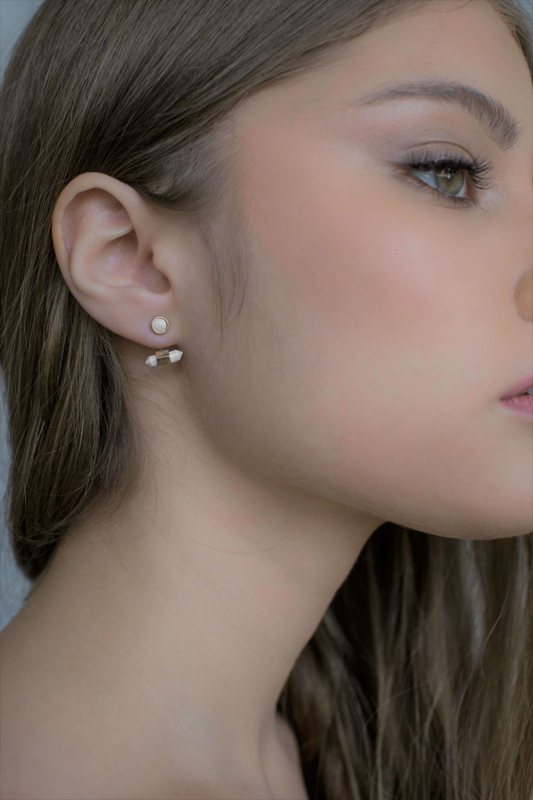 עגילי זהב גיאומטריים ג'קי Princess K Jewelry