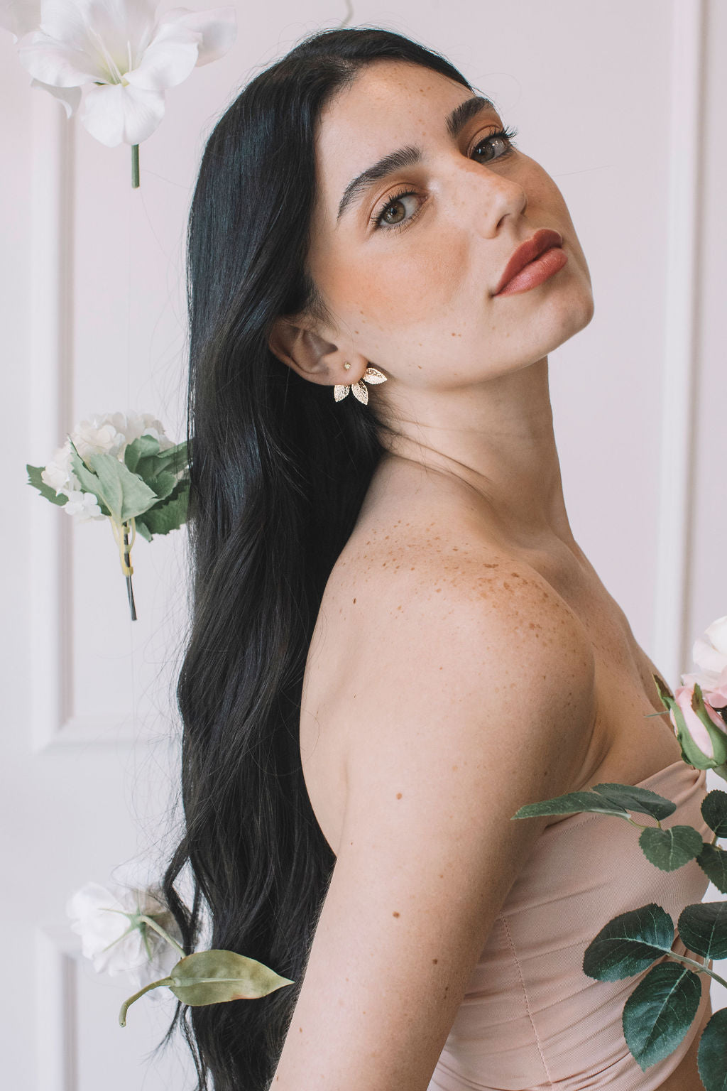 עגילי עלה זהב לארה Princess K Jewelry
