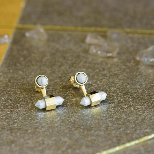 עגילי זהב גיאומטריים ג'קי Princess K Jewelry