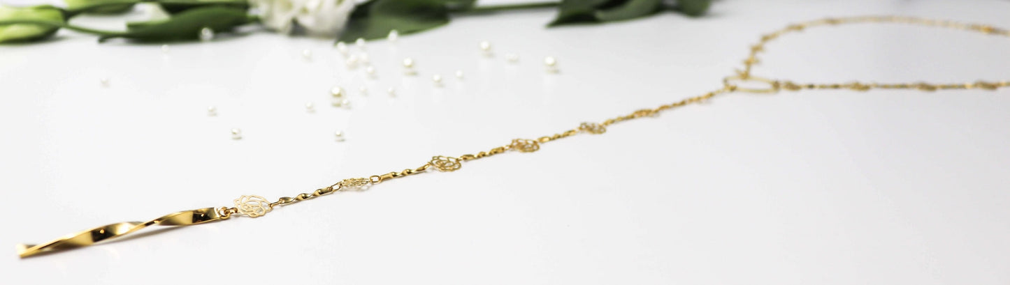 שרשרת פרחים זהב בל Princess K Jewelry