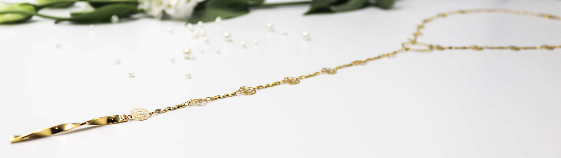 שרשרת פרחים זהב בל Princess K Jewelry