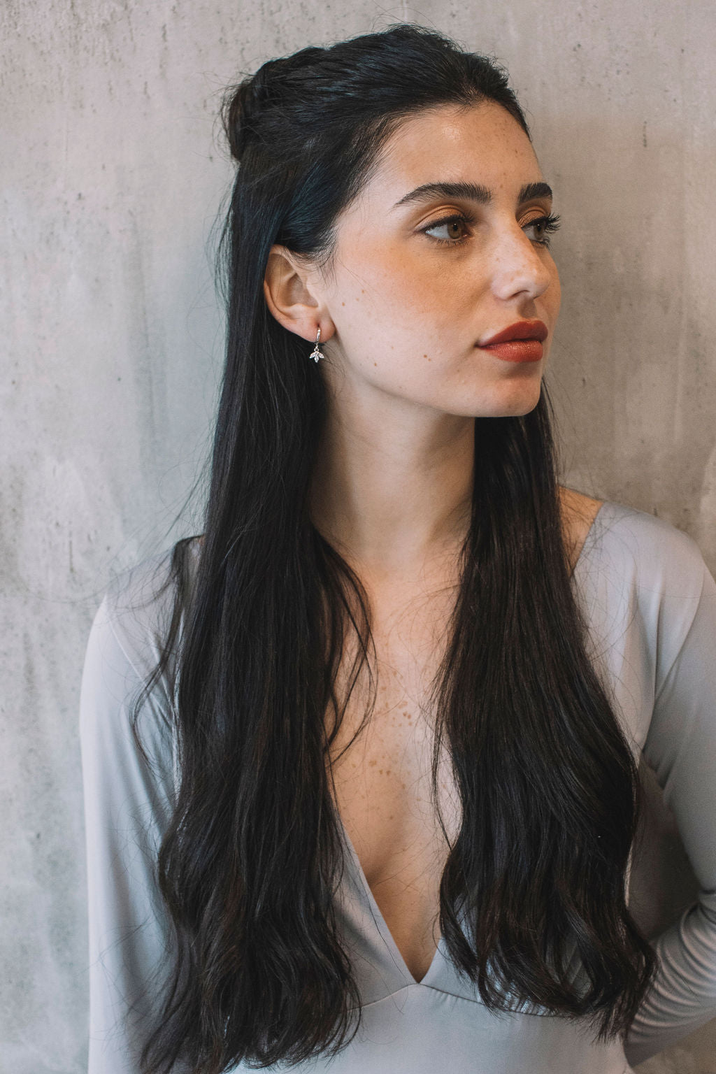 עגילי חישוק כסף לילי Princess K Jewelry