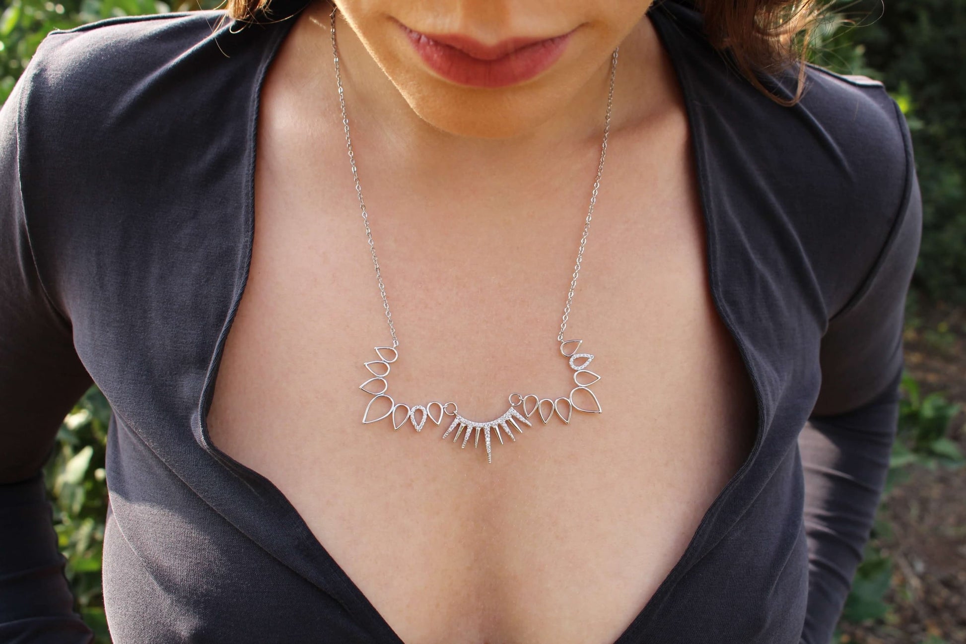 שרשרת עלים אורורה כסף Princess K Jewelry