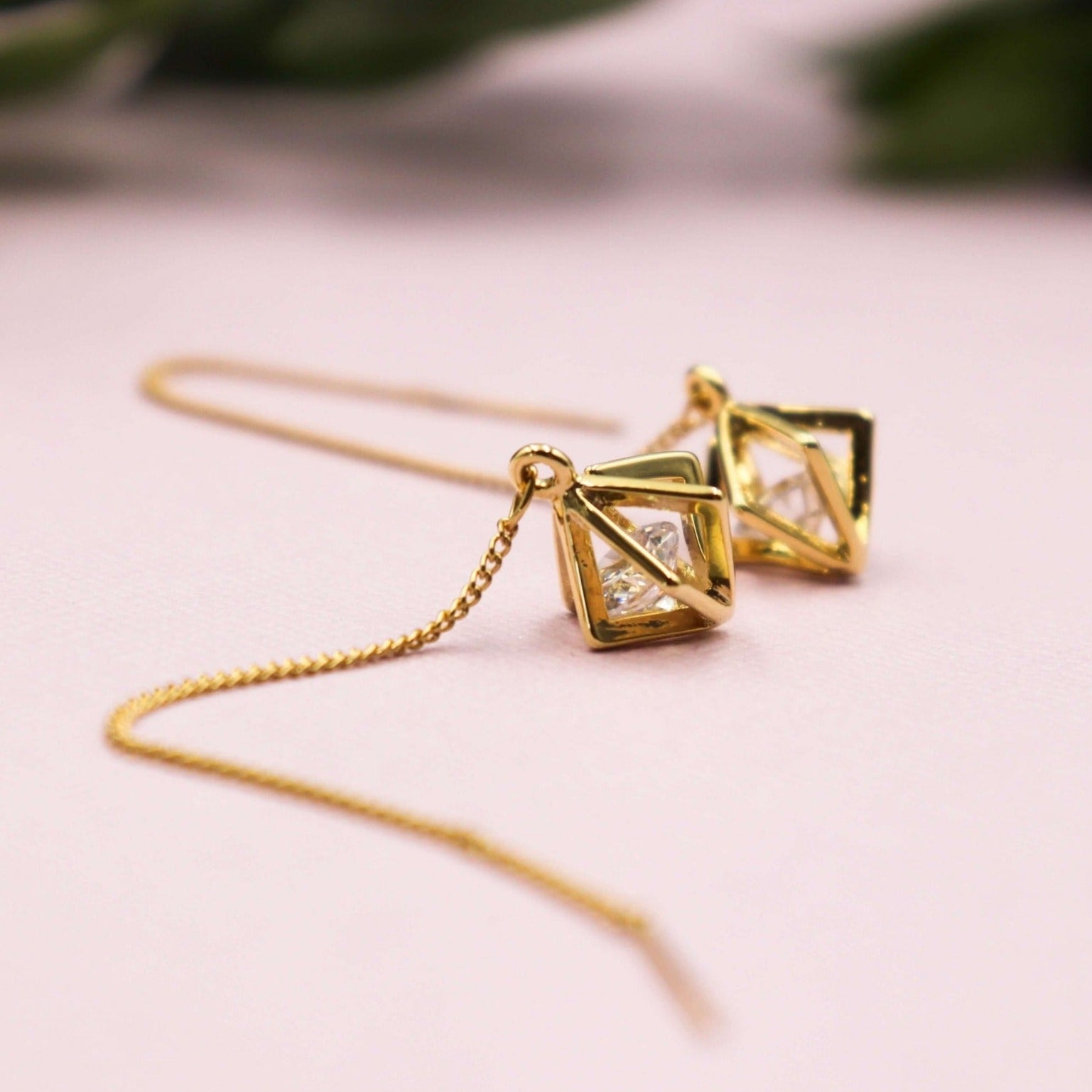 עגילי שרשרת זהב מרגו Princess K Jewelry
