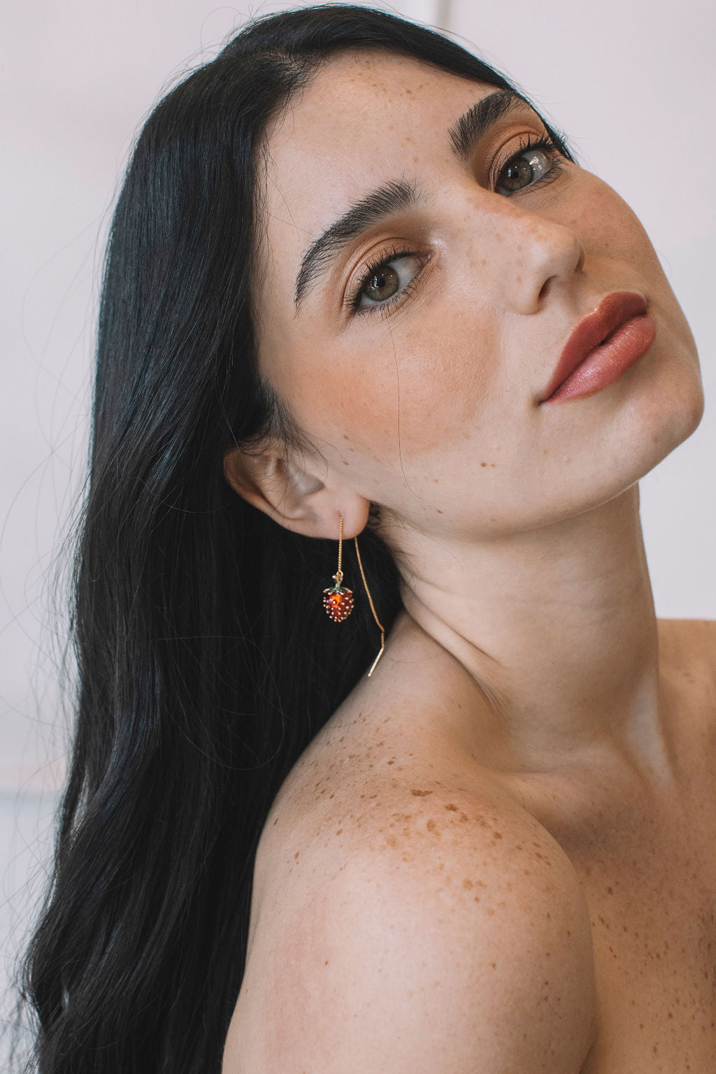עגילי שרשרת זהב סטרוברי Princess K Jewelry