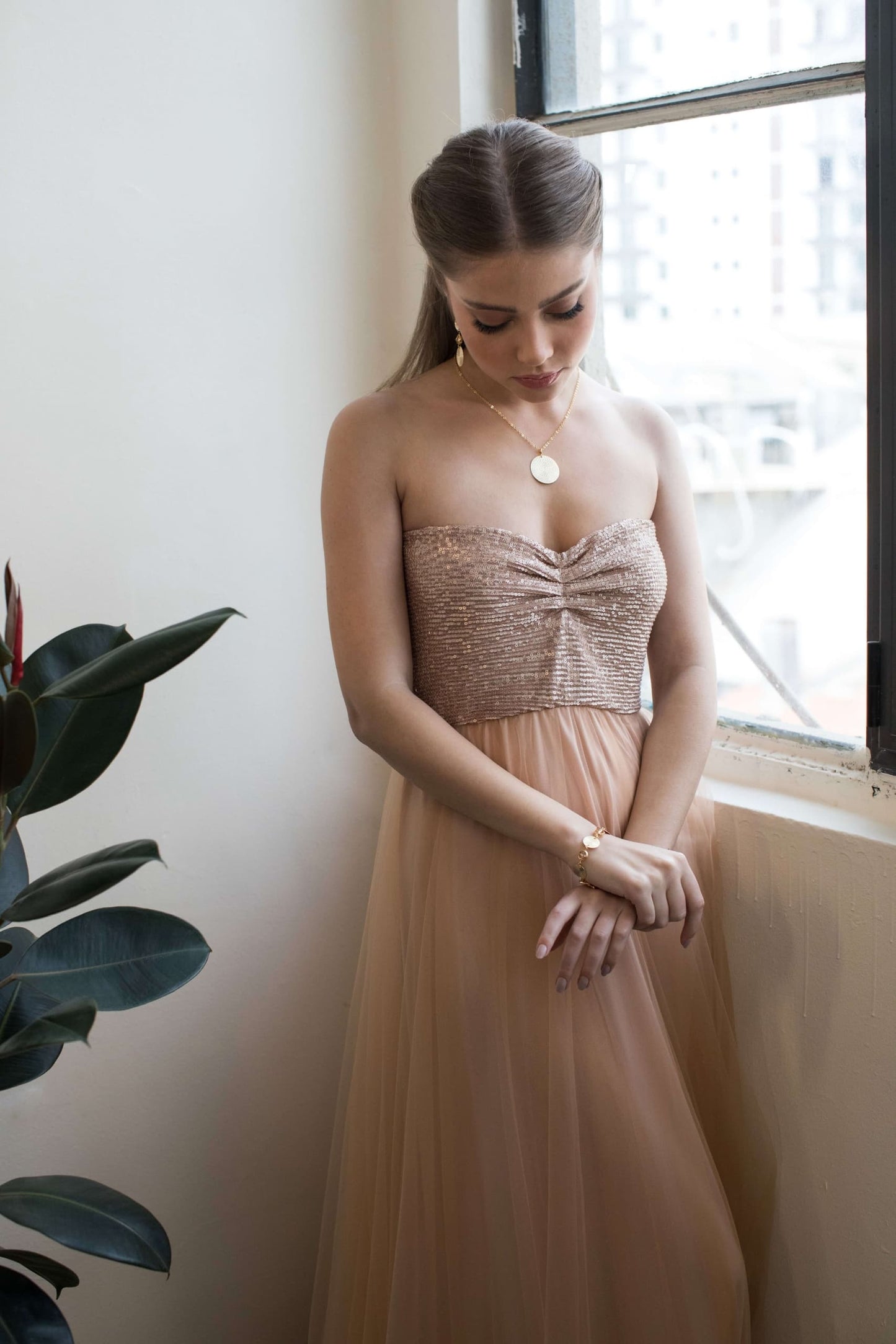 שרשרת מטבע זהב פני Princess K Jewelry