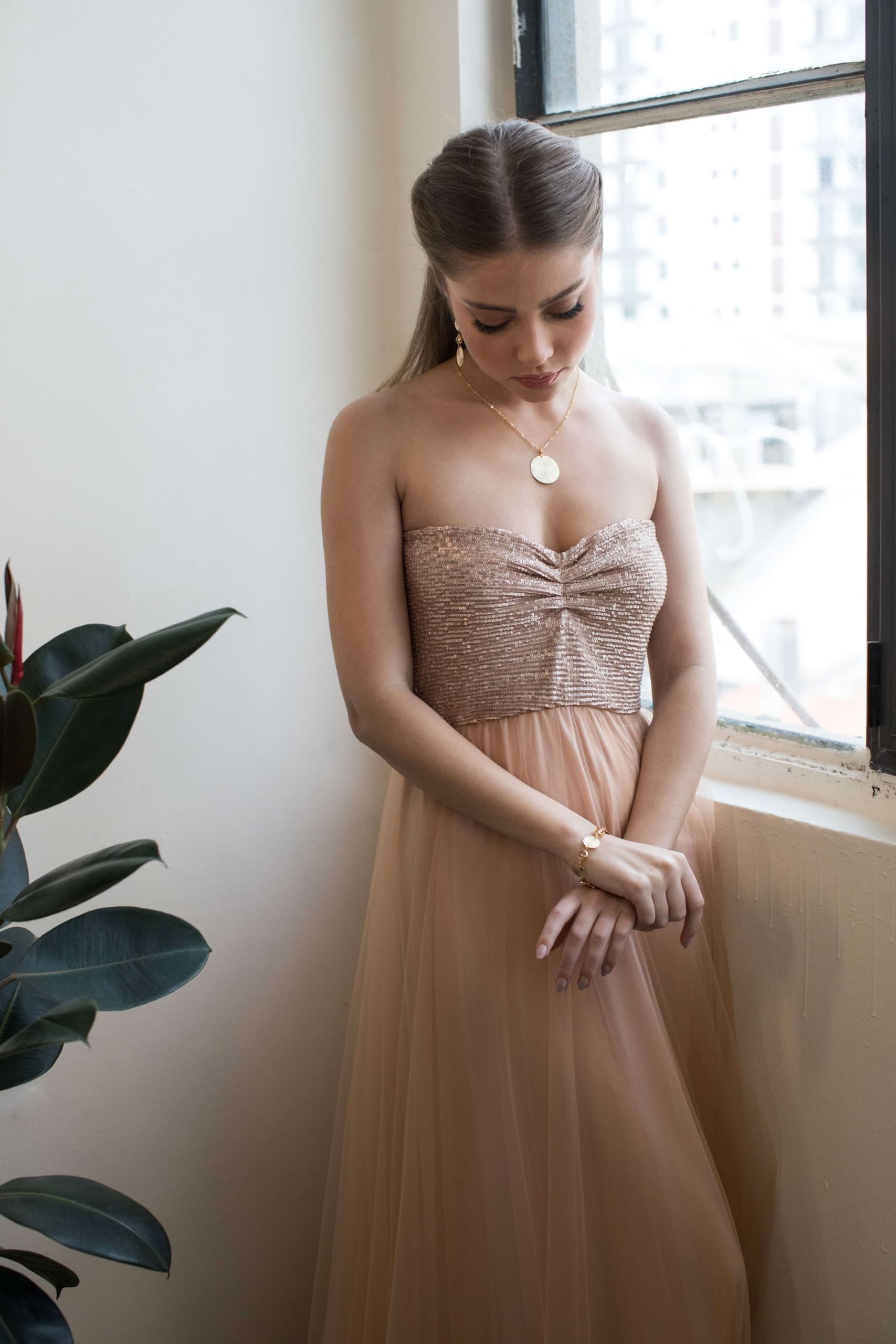 שרשרת מטבע זהב פני Princess K Jewelry