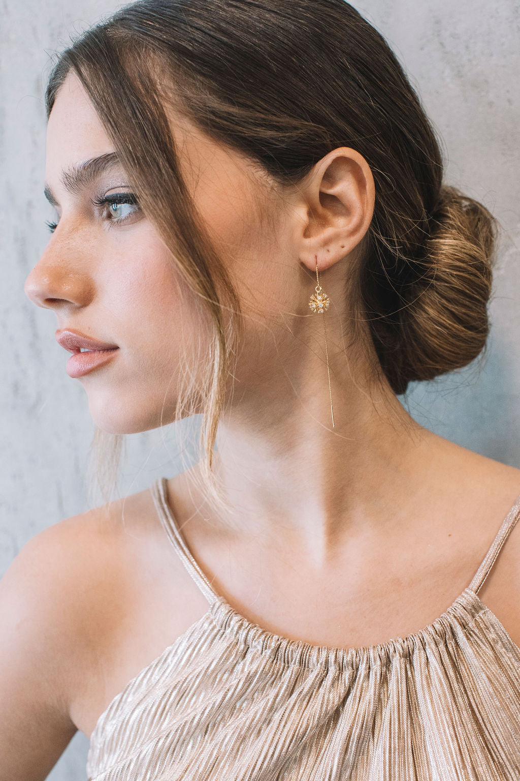 עגילי שרשרת זהב מדוזה Princess K Jewelry